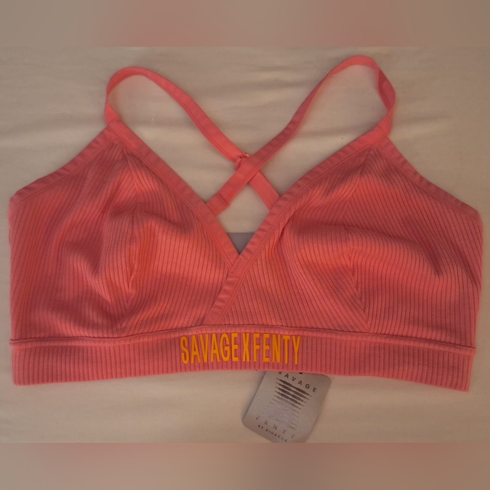 Savage X Fenty Ribbed Coral Cross-Back Bralette [1 DAY SALE💲]